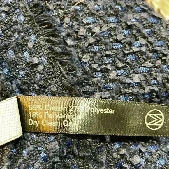 Mother of Pearl London Blue Tweed with Pearl Short-Sleeve Frayed Hemline - Picture 7 of 7